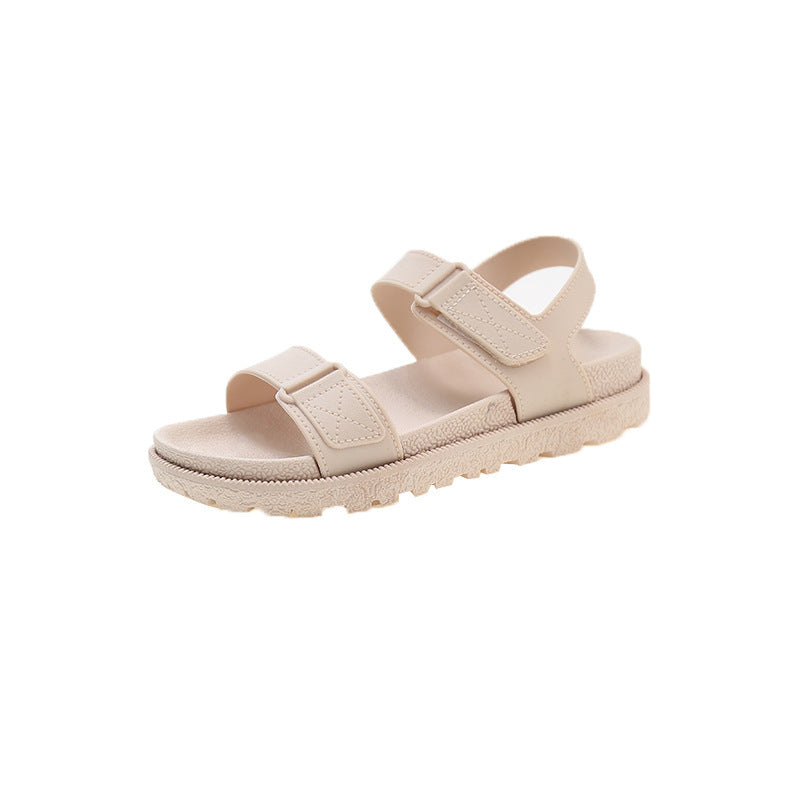 Cross-border 2025 Summer New Women's Sandals Flat Fashionable Outer Wear Casual Beach Sandals with Velcro
