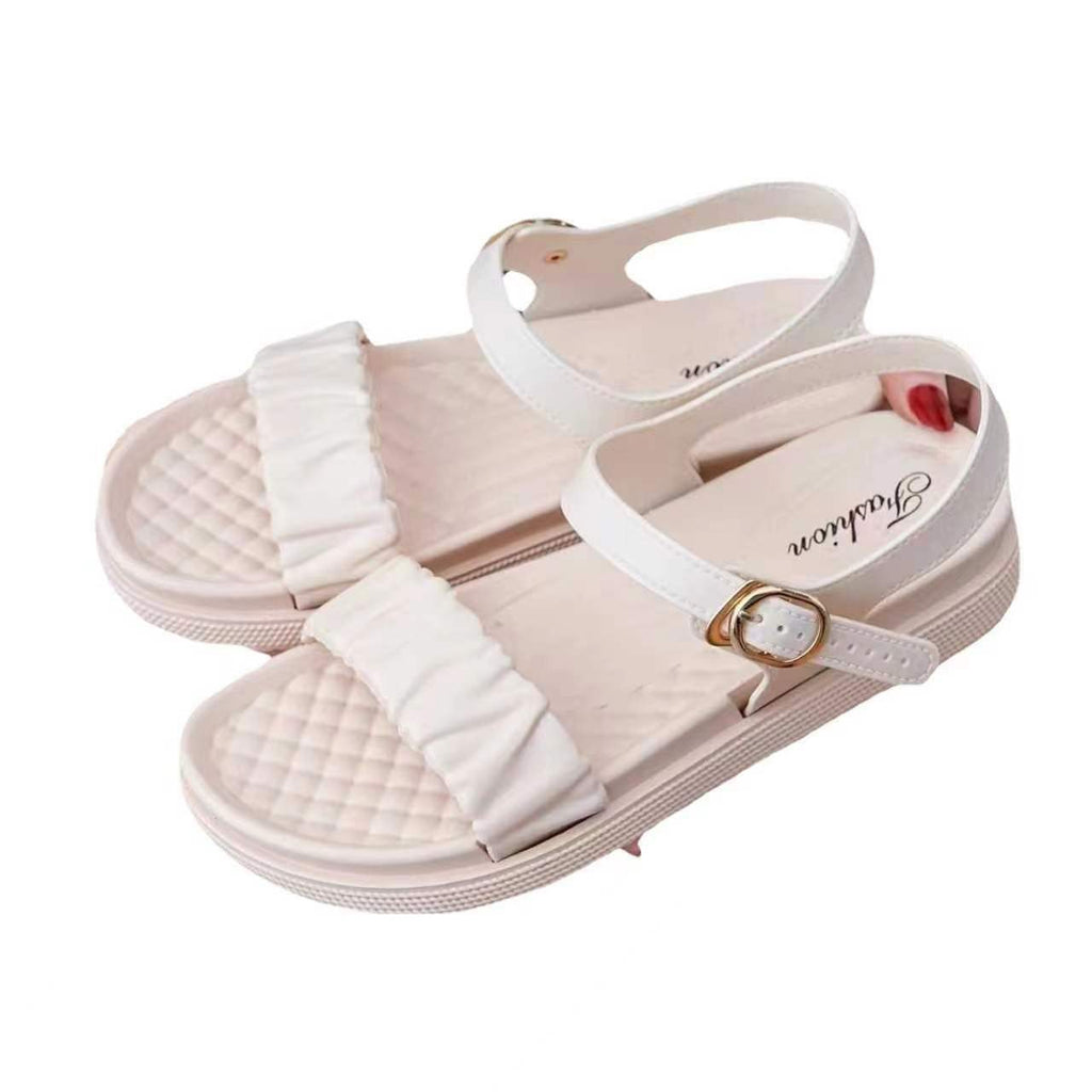 New Sandals for Women's Summer Outer Wear, Fashionable and Versatile Thick-Soled Non-Slip Casual Flat Beach Shoes Roman Sandals for Women