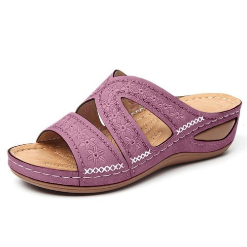 Cross-Border Independent Station 2020 Sandals for Women, Wedge Heels, Fish Mouth Thick Soles, Export Large Size Shoes, Multi-Color Embroidered Sandals for Women